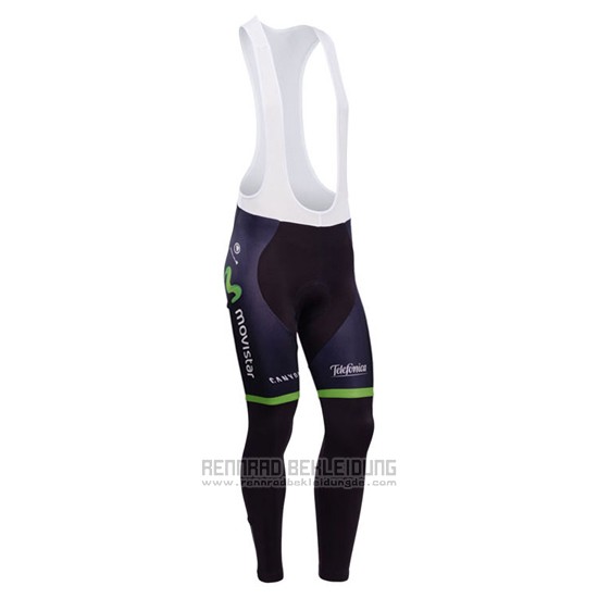 2014 Fahrradbekleidung Movistar Shwarz Trikot Langarm und Tragerhose - zum Schließen ins Bild klicken